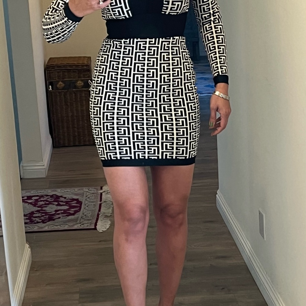 Black and White Geometric Pattern Dress